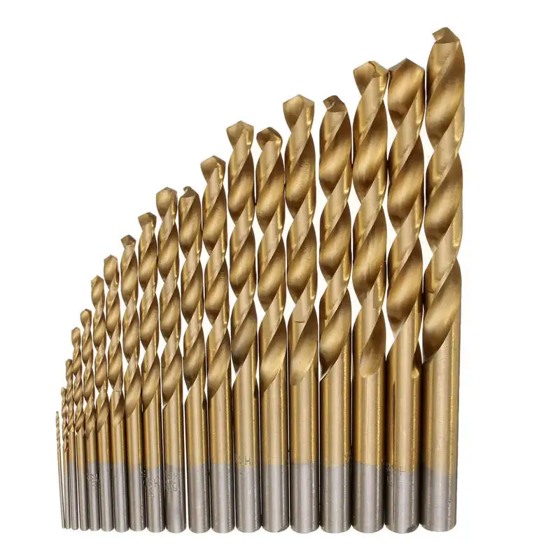 

Durable and Practical 19pcs/Set Nitride HSS High Speed Steel Titanium Coated Drill Bit Set Shank 1-10mm DIY
