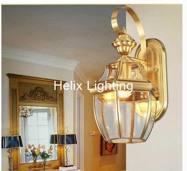 free shipping antique brass wall lamp outdoor design crystal wall
