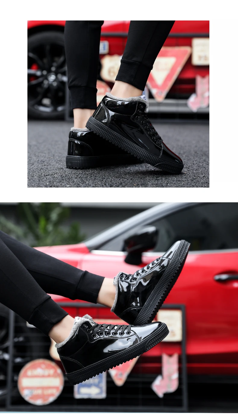 TYDZSMT Women Vulcanized Shoes Short Plush Warm Sneakers Ladies Lace-up Basket Shoes Bling Mirror Leather Flat Gold Shoe