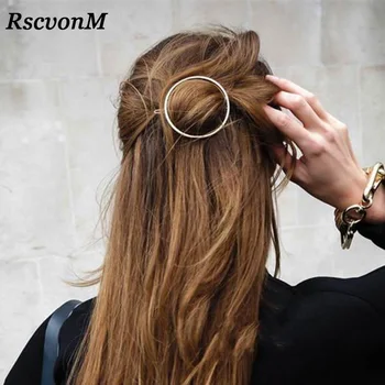 

Top quality Gold Silver Color Metal Triangle Hairpin Girls' Hair Clips Women Fashion Hair Accessories Circle Hair Clips Hairpins