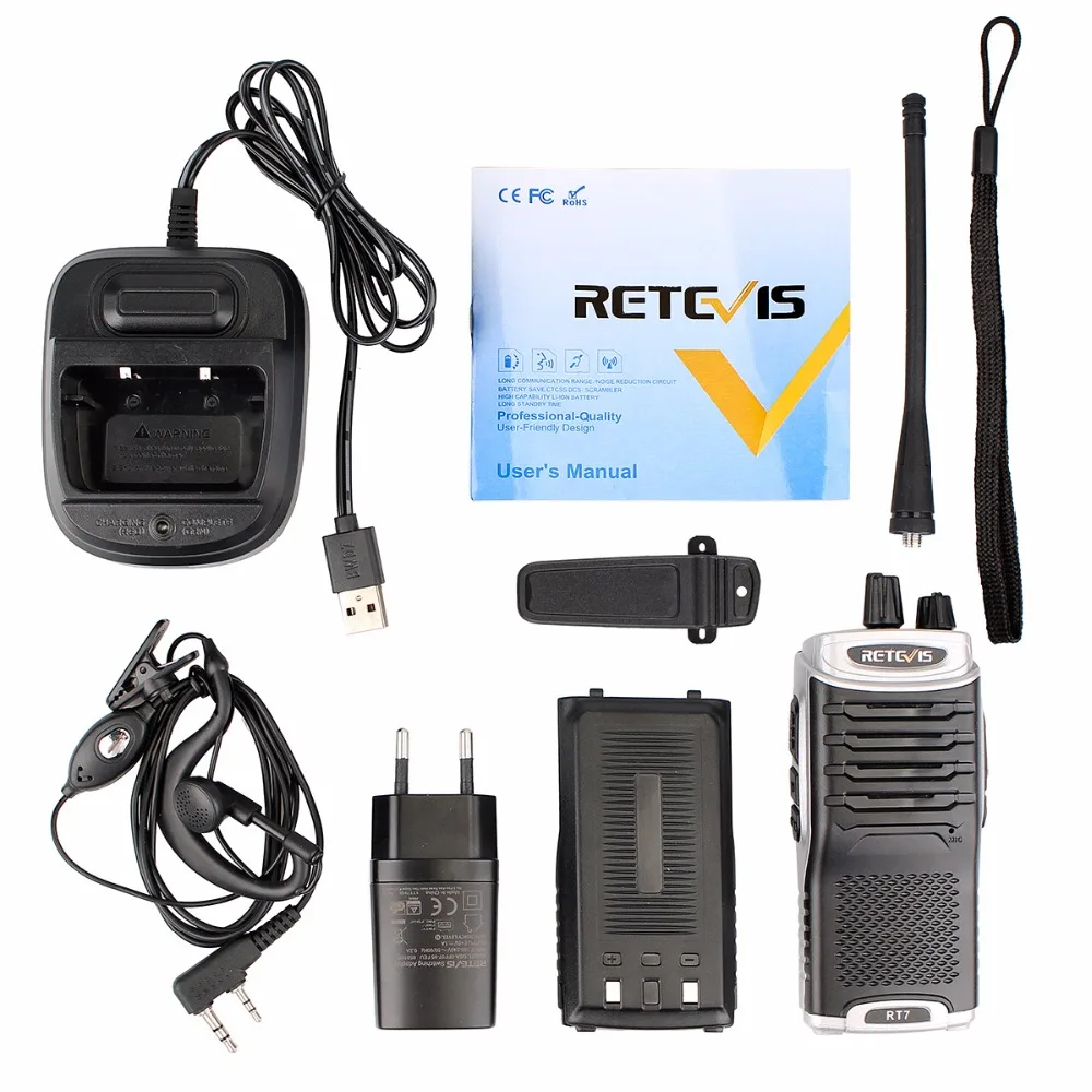 2 шт. Retevis RT7 удобная портативная рация 5W UHF 400 470MHz FM Radio CTCSS/DCS Scan Ham Hf Transceiver|walkie talkie