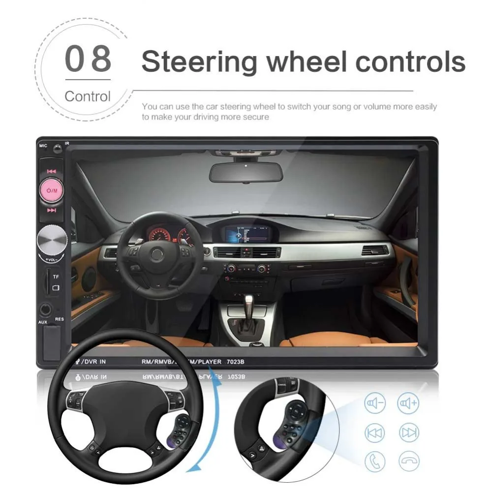 Kebidu 7 &quotHD Bluetooth Сенсорный экран 2 Din стерео радио FM AUX USB SD MP5 плеер + камера заднего