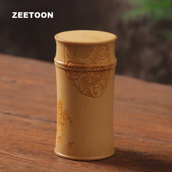 

Chinese Beijing Opera Facial Masks Carving Storage Bottles Kung Fu Tea Set Bamboo Tea Cans Handmade Seal Box Coffee Beans Jar