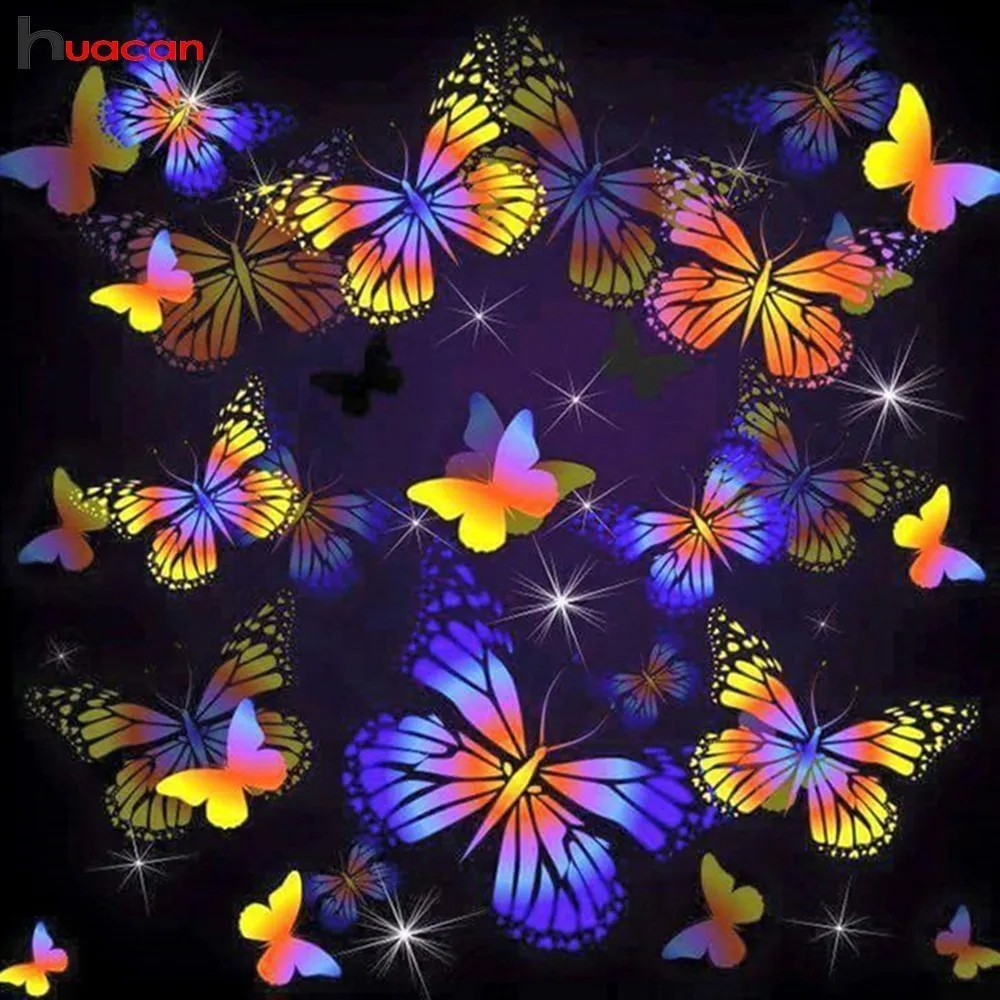 

HUACAN 5D DIY Diamond Painting Butterflys Full Square/Round Drill Mosaic Cross Stitch Diamond Embroidery Animals Decoration Home