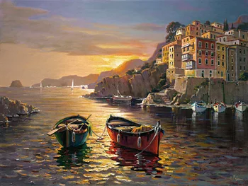 

14/16/8/27/28 Needlework,DMC Cross stitch,14CT Unprinted Embroidery kits Sea ship Scenery Setting sun Cross-Stitching,Art DIY
