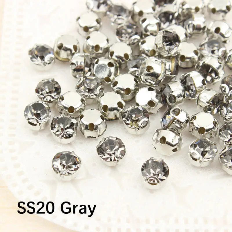 Gray 200 шт SS20 стеклянная Серебряная основа свободные прозрачные Стразы AB коготь пришивные стразы для шитья Diy украшения одежды аксессуары для рукоделия - Цвет: Gray