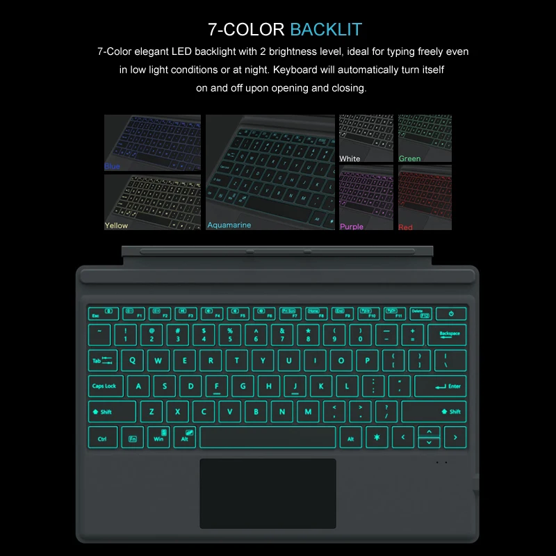 B. o. w Keybaord для microsoft Surface Pro 4/Pro 3 тонкий Backlits беспроводной Bluetooth чехол с трекпадом + 750