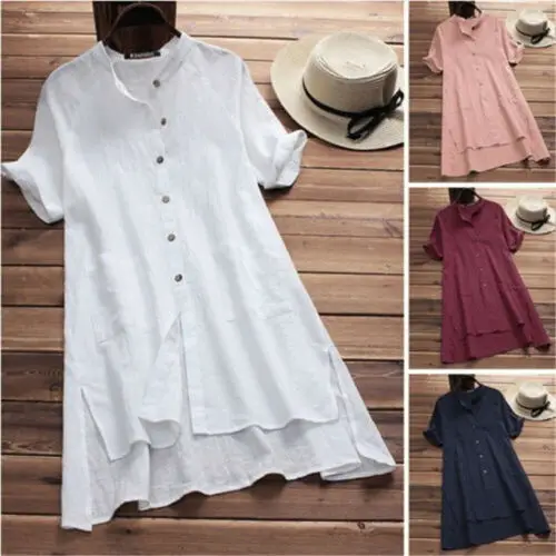 

High Quality Fashion Plus Size Women Summer Baggy Casual Loose Female Street V-Neck Tunic Tops Shirt Dress Short Sleeve Dress
