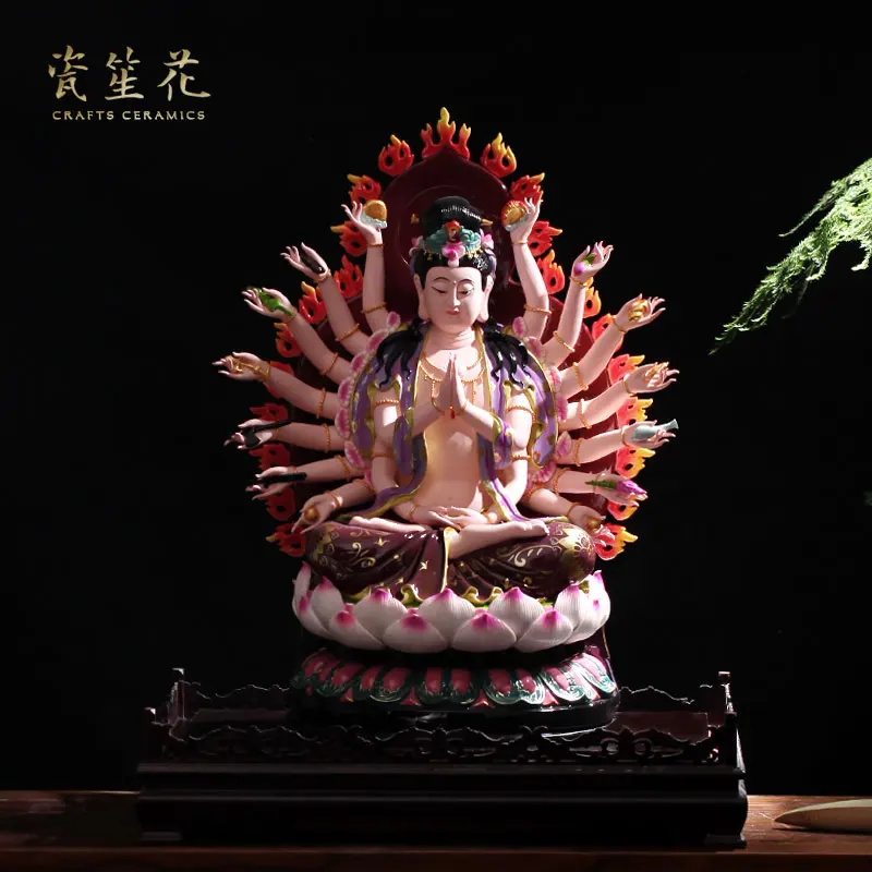 

crafts decor hand wedding cutting dies home Ceramic Buddha sitting on the lotus Avalokiteshvara painted porcelain crafts Buddhis