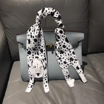 

100% polyester TOP quality animal series scarf women spotted dog design neck scarfs bag wrappy