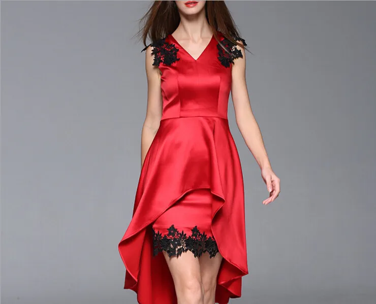 High quality ladies party dress 2017 spring fashion trend lace Midi dresses runway Size X XXL