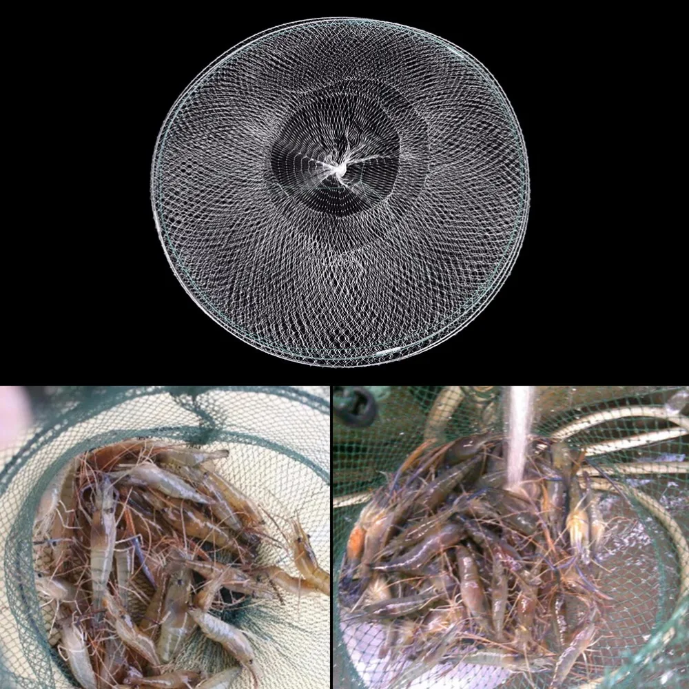 

Folding Round Metal Frame Nylon Mesh Crab Crawdad Shrimp White Shrimp net Hot Sale