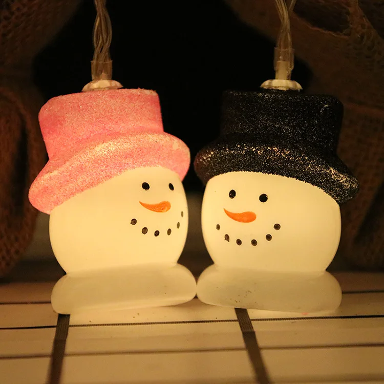 Черный розовый синий шляпа Рождественский снеговик форма батарея штекер гирлянды 5 м светодио дный LED украшение для рождественской
