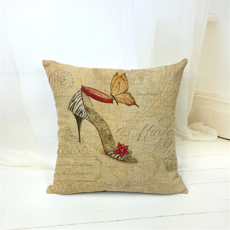 Pop Shabby Chic Decor Printed Red High-heeled Shoes Cushion Cover Linen Creative Throw Pillow Covers Gifts For Women Accessories Pop Shabby Chic Decor Printed Red High-heeled Shoes Cushion Cover Linen Creative Throw Pillow Covers Gifts For Women Accessories