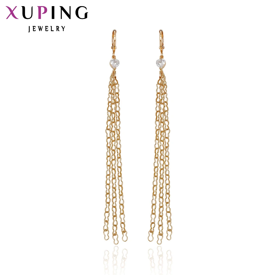

Xuping Fashion Earring Good Quality Jewelry for Women New Shiny Long Drop Earring Wedding Jewelry Beautiful Design 90563