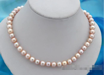 

shipping>>>>AAA 17"9.5mm round pink freshwater pearl necklace