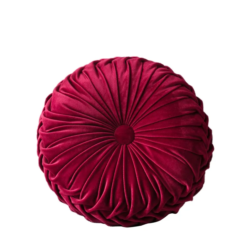 Velvet Pleated Round Pumpkin Throw Pillow Couch Cushion Floor Pillow Decorative For Home Chair Bed Car - Цвет: R