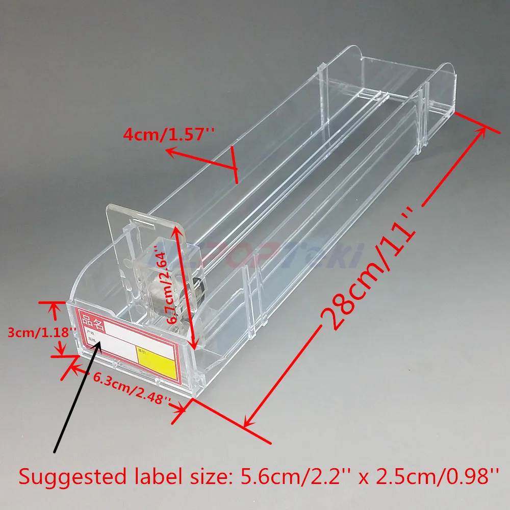 Unibody двойной L28cm пластиковый стеллаж для супермаркетов сигарет продукты автоматическое пополнение толкатель система 10 шт