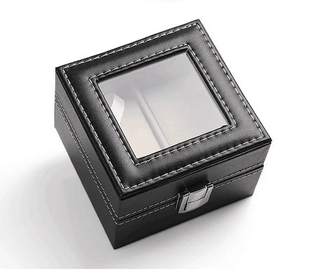 Новое поступление наручные часы Дисплей хранения Организатор Box Контейнер 2 cell кожа Оконный Дело его и ее часы коробка Горячая Распродажа