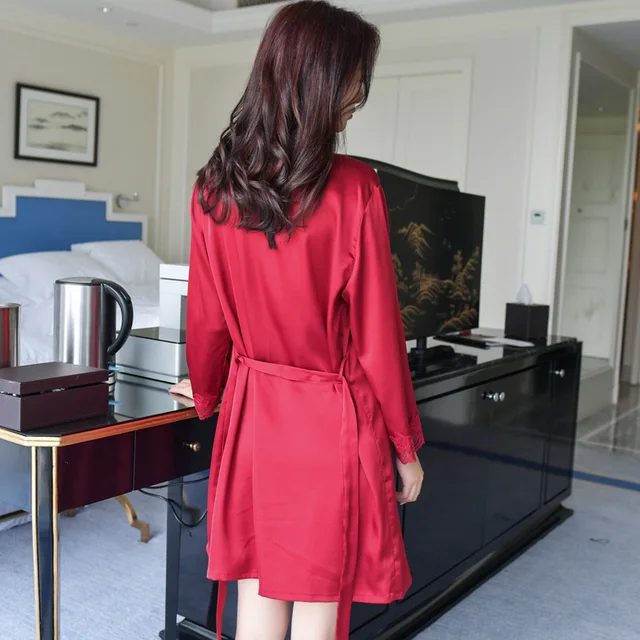 Lisacmvpnel 1 Pcs Lace Sexy Women Robe Soft Breathable Bathrobe Loose Female Sleepwear