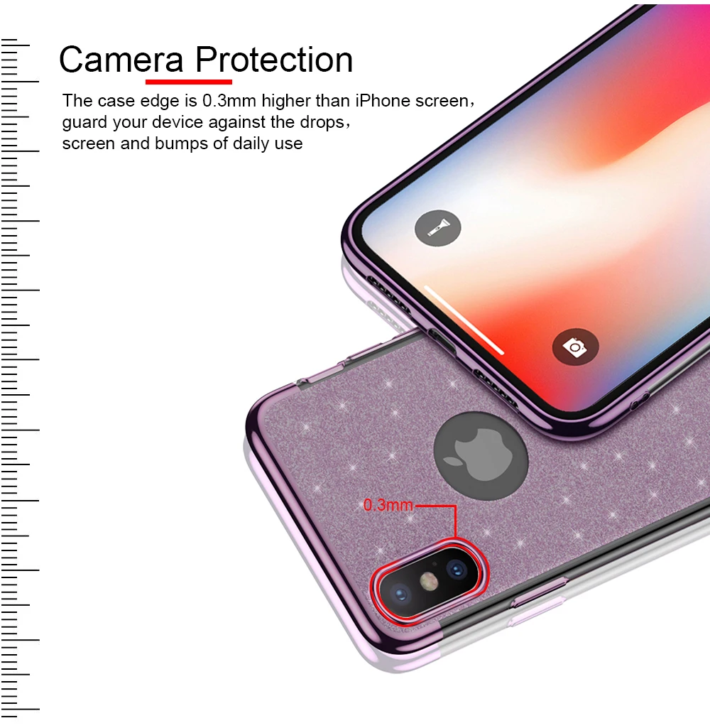Ascromy For iPhone X Case Glitter Sparkle Bling Women Girls Coque Cover For iPhone 7 plus 8 6 6S iPhone7 Funda Phone Accessories (6)