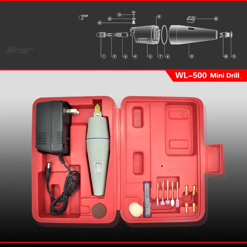 10 компл. WL-500 миниатюрная электрическая дрель шлифовка и полировка резьба шлифовка игла набор инструментов сверление