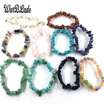 35 Color Natural Gem Stone Bracelet Irregular Crystal Stretch Chip beads Nuggets Bracelets