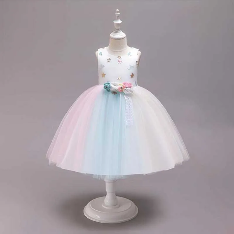 

Flower Cake tutu Kids Clothing Elegent hand beading Girls Dresses for Children Princess Party Custumes 2-10 Years