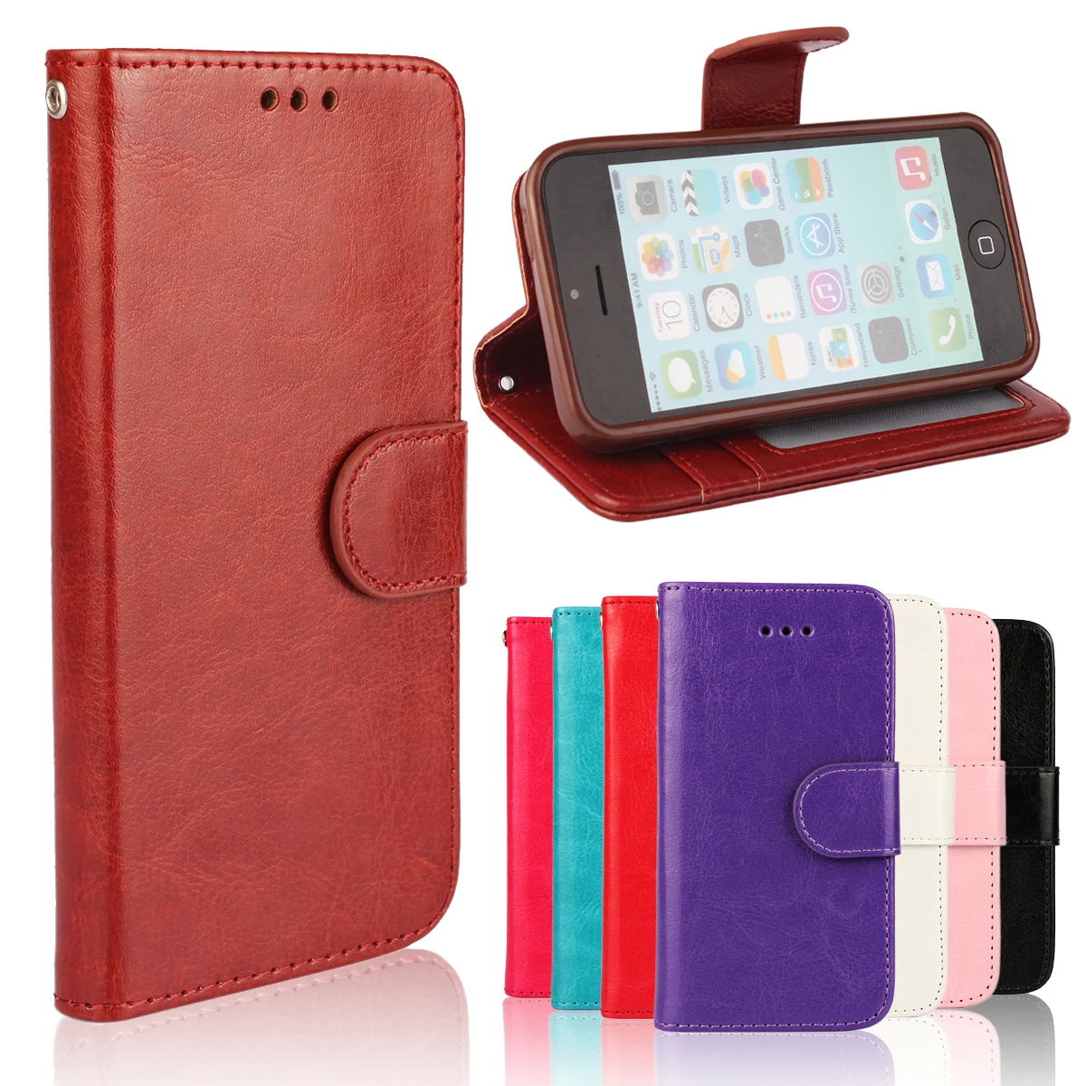 pu leather case for iPhone 5C card holder cover case for Apple iPhone