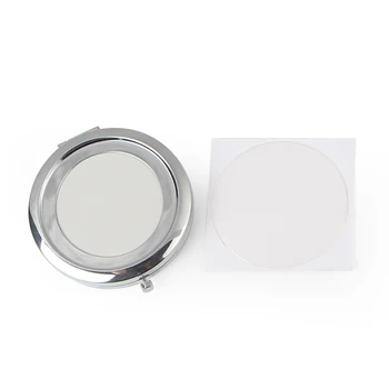 

70 mm Silver Color Blank Compact Cosmetic Mirror with Bottom Surface Smooth + 58 mm Epoxy Sticker #18410 10 pieces/lot