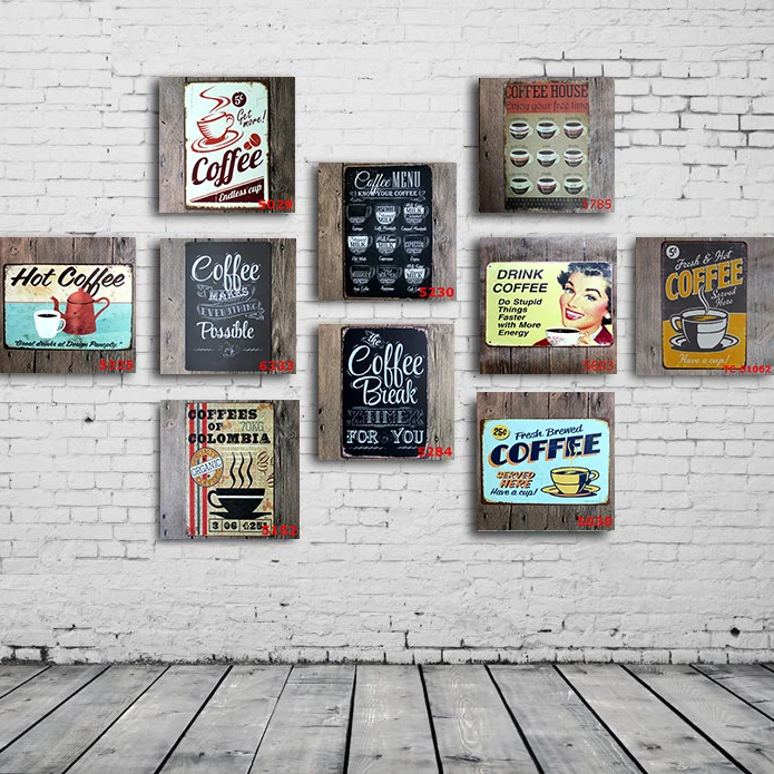 Coffee Bar Classic Wall Stickers Vintage Tin signs Route wall sticker home decor House Office Garage Bar iron Paintings 20*30 CM