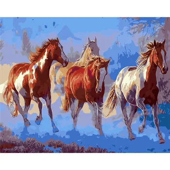 

horses oil paint painting by numbers diy picture drawing coloring on canvas painting by hand wall paint animals for living room