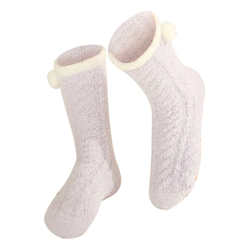 Winter Warm Mid-Calf Length Coral Velvet Socks Thicken Towel Fabric Floor Socks Harajuku Style Kawaii Velvet Sleep Meias  D17 (1)