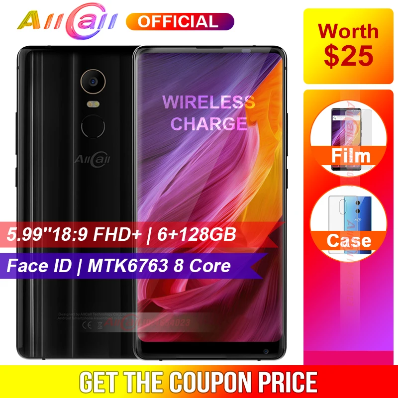 Allcall Mix 2 смартфон 6 ГБ 128 Face Unlock Беспроводной зарядки 5 99 дюймов 18:9 FHD + Дисплей