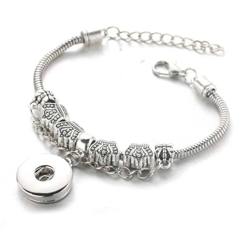 

Metal Silver Snap Bracelets fit Boom Life 18MM Snap Jewelry Snake chain Lobster Buckle Bracelet For Women 4592
