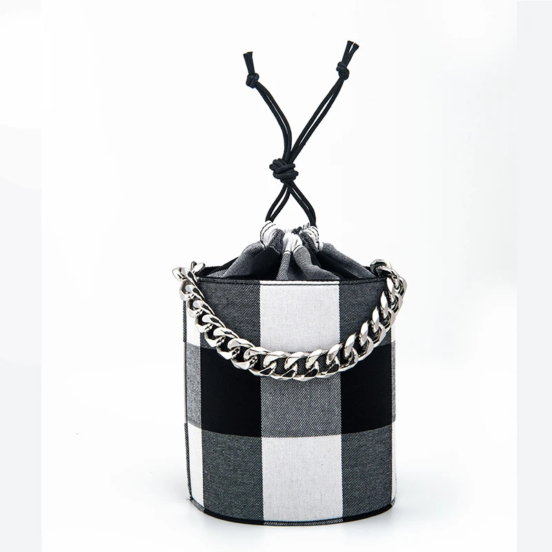 

New Bags for Woman Elegant Classic Fashion Ladies Black Plaid Style Handbags Solid Color Totes Bucket Handbags Lady S6 free ship