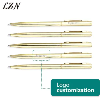 

LZN 50pcs a Lot Free Personalized Name/Date/Text with Stainless Steel Rod Rotating Ballpoint Metal Pen as Special Gifts