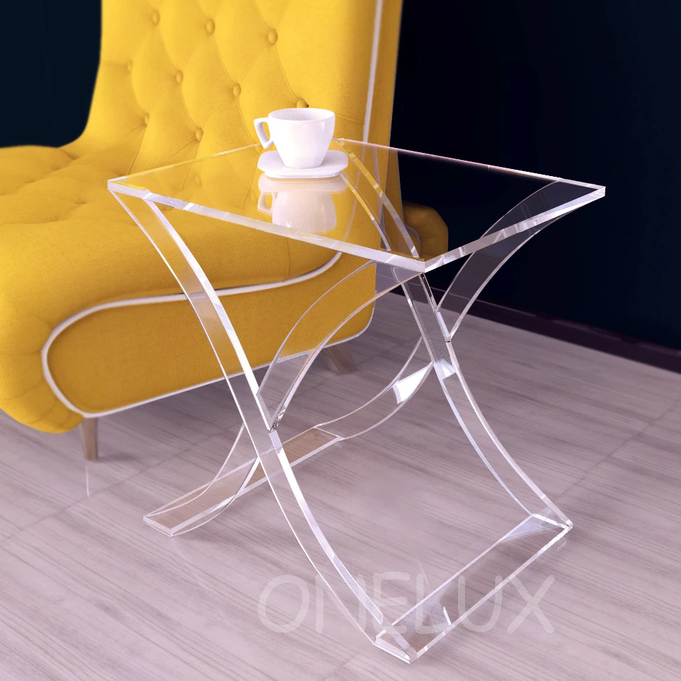 X legged klaren acryl gelegentliche seite sofa tisch lucite kaffee tee tische 60w45d60h