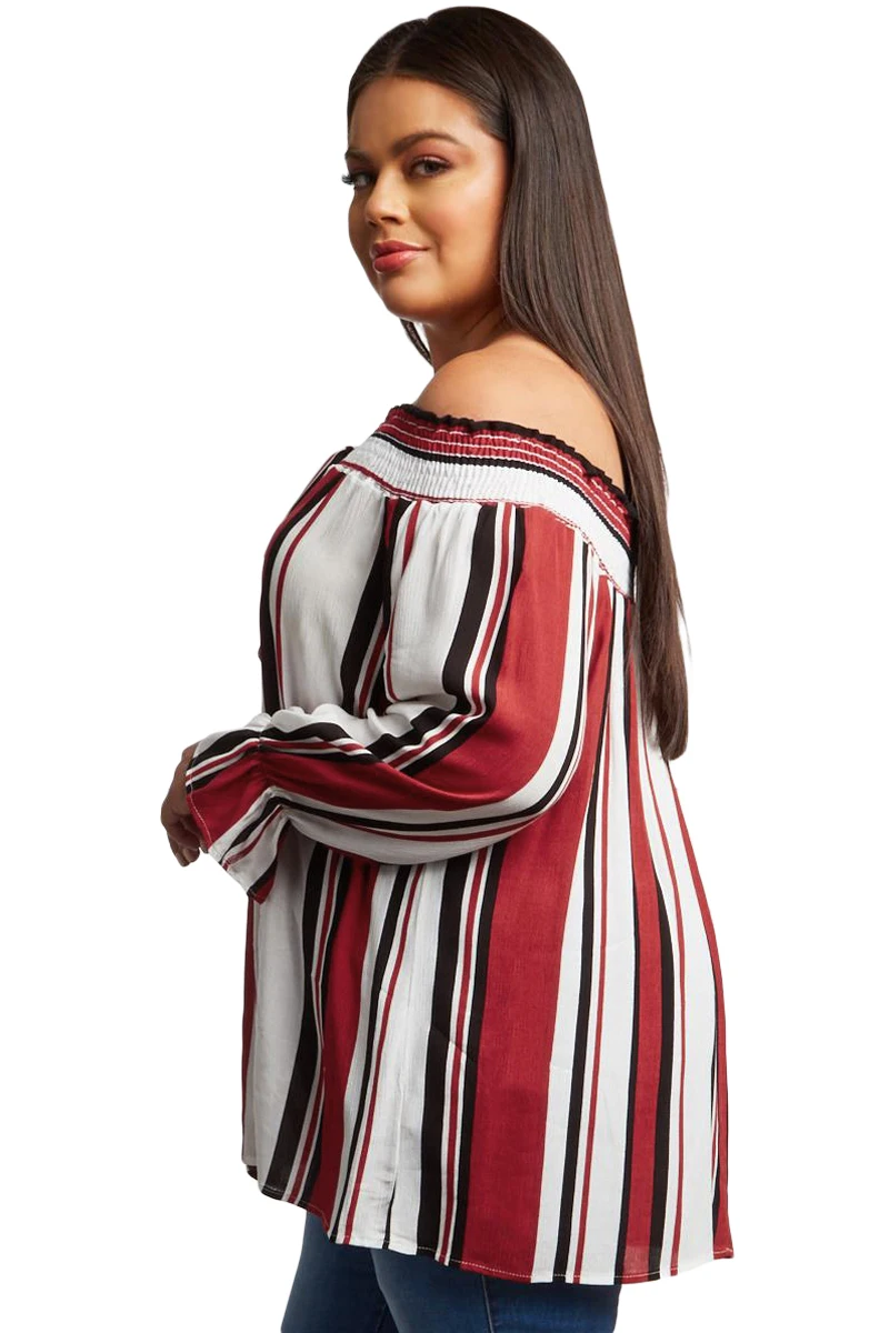 Red-Striped-Plus-Size-Off-Shoulder-Blouse-LC251489-3-3