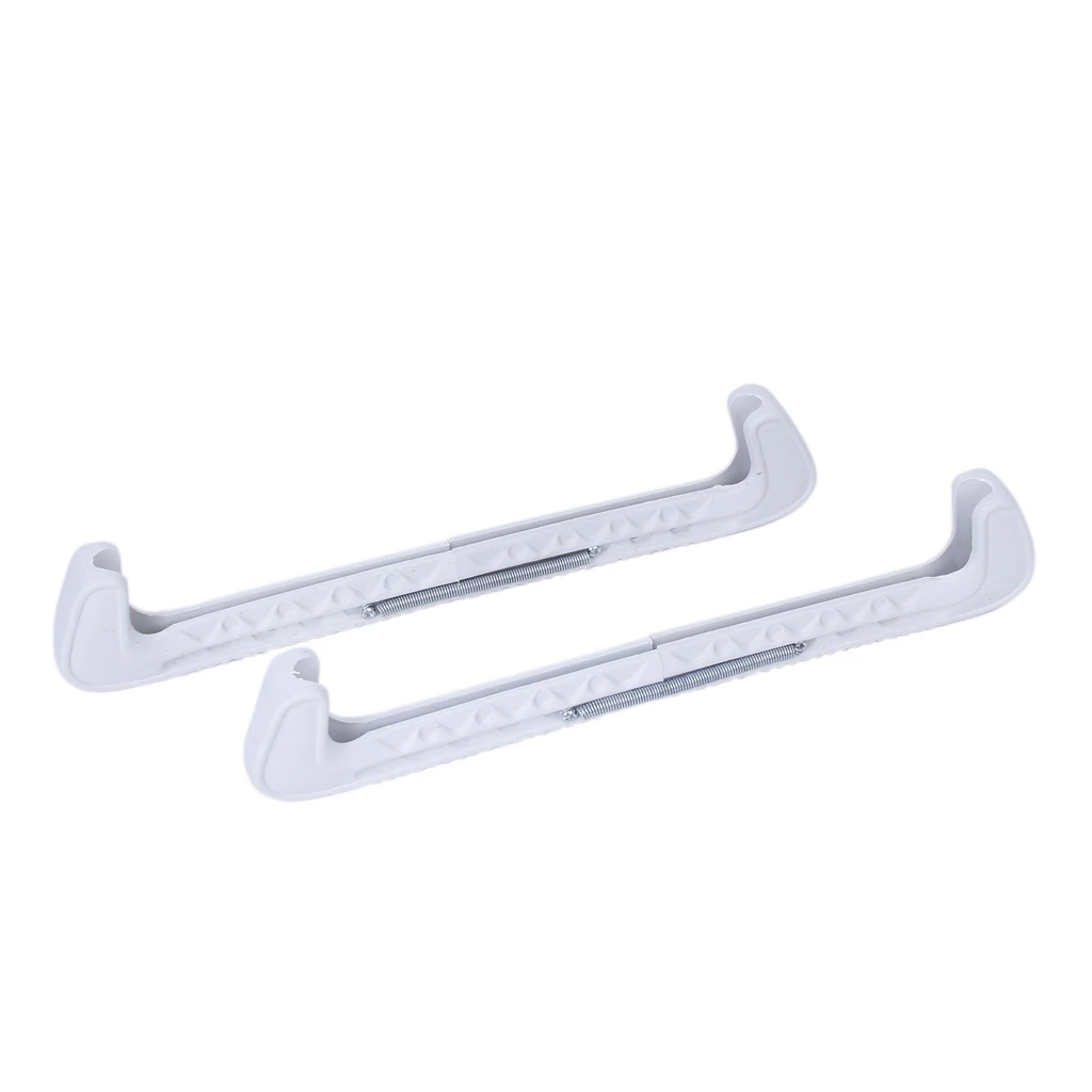 1Pair White  Ice Hockey Skate Blade Guards Covers Adjustable 
