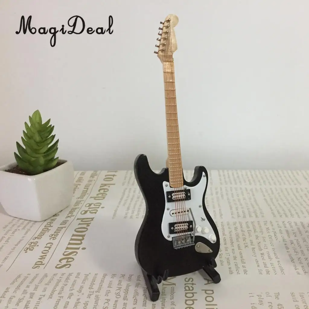 1/6 Scale Musical Instrument Crafts Electric Guitar Model For Dollhouse Desktop Decoration 12inch Fashion Dolls Accessory Black