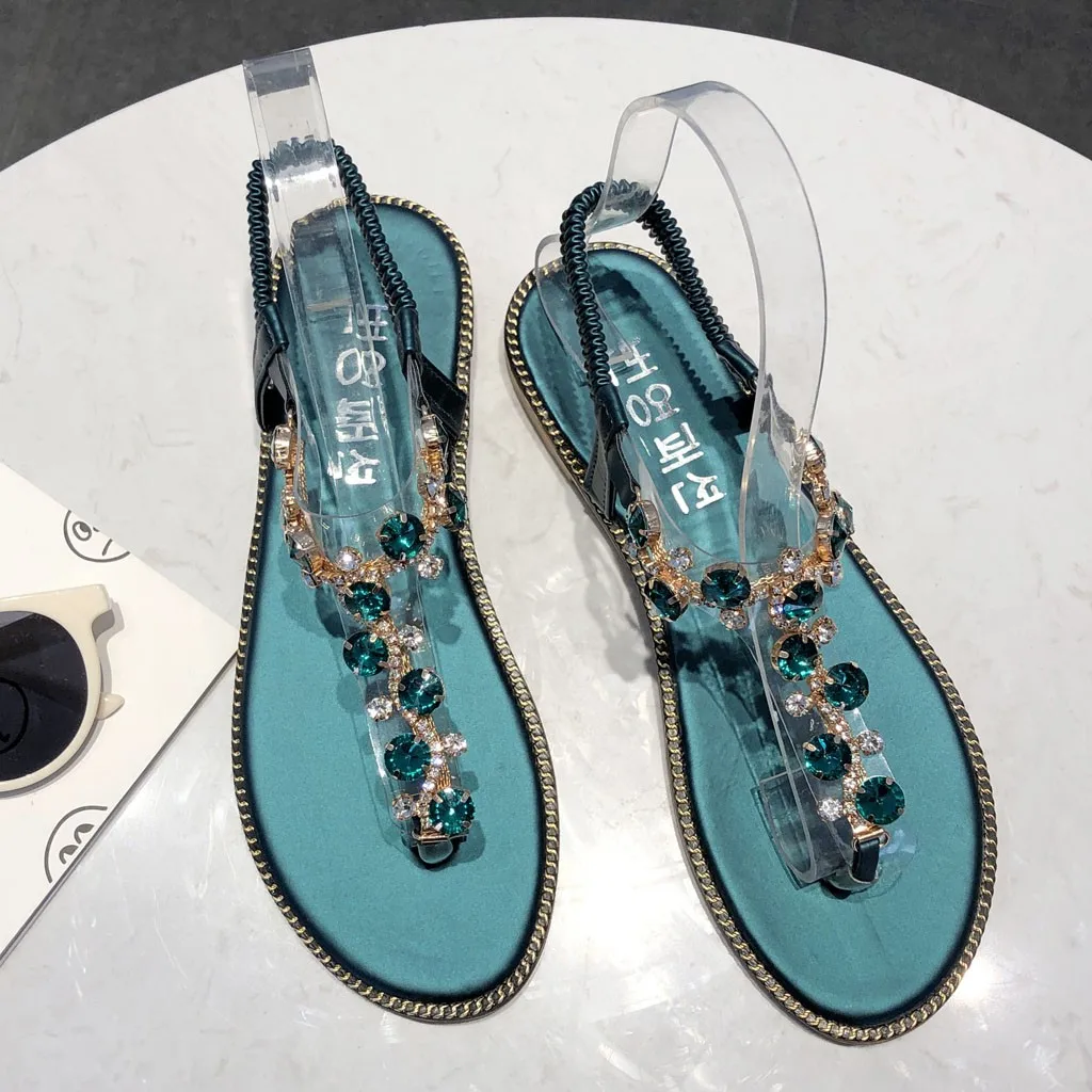 SAGACE сандалии «богемия»; Для женщин богемные женские туфли стразы пляжная обувь на плоской подошве для дамские сандалии Повседневное Летние женские босоножки