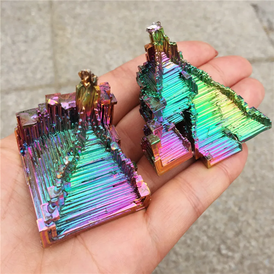

1pcs Beautiful gift rainbow bismuth specimen crystal ore healing mineral natural crystal rough Bismuth ore Green metal
