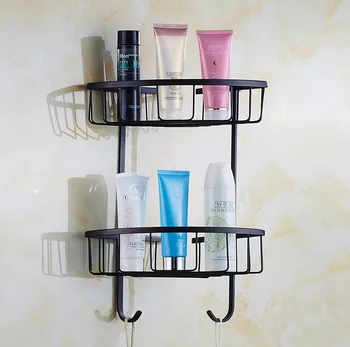 

Europe Vintage Style Black Finish Bathroom Shower shampoo Shelf Basket Holder/ Strong Brass Material Design /Corner Shelf