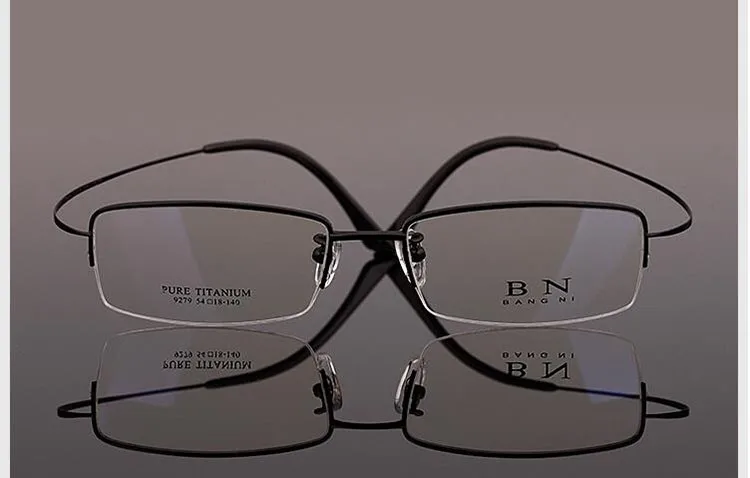 BCLEAR для мужчин's бизнес чистый титан половина рамки Оптические очки Сверхлегкий Комфорт B T9279