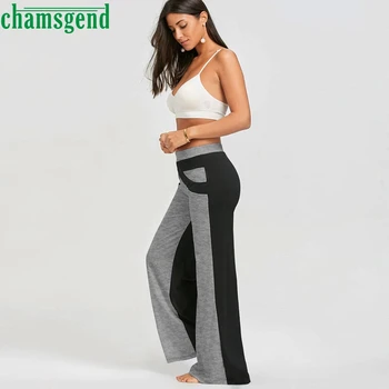 

CHAMSGEND Yoga Pants Patchwork Yoga Pants Casual Mid Waisted trousers pants Women Wide Leg Gym Sports Leggings Long Pants 09