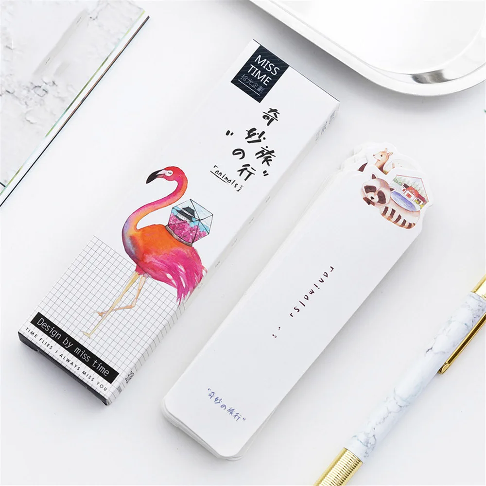 

30pcs Cute Cartoon Animals Bookmarks Kawaii Stationery Book Markers Kids Gift Cartoon Book Holder Paper Note Pad Message Card