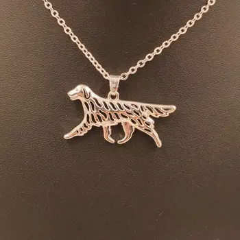 

2020 Flat-Coated Retriever Pet Dog Animal Pendant Necklace Gold Silver Plated Jewelry For Women Male Female Wholesale AKC N189