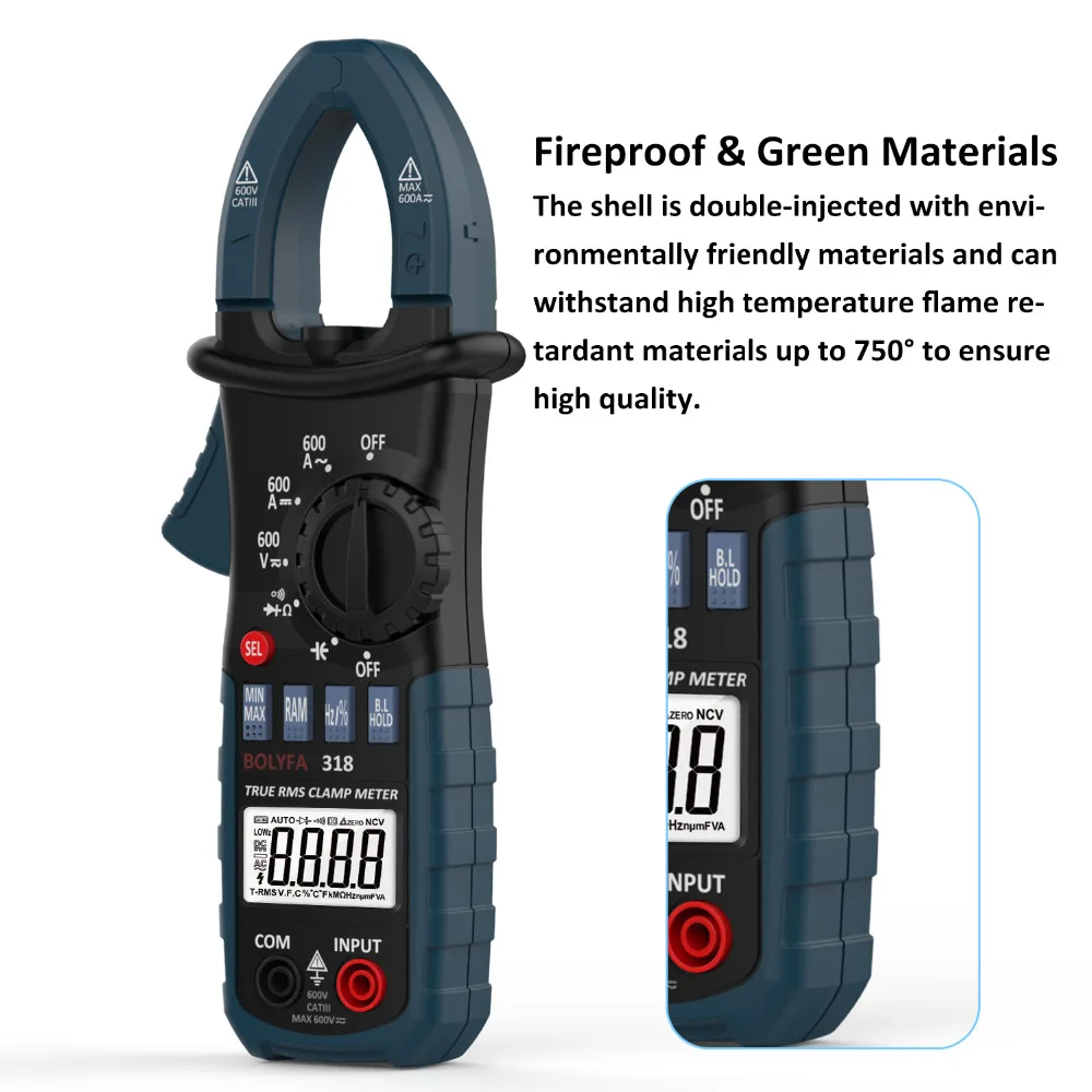 

BF318 Current Clamp Meter Pliers Ammeter Resistance Capacitance Tester AC DC Amperimetric RMS Clamp Multimeter Ampere UT210E