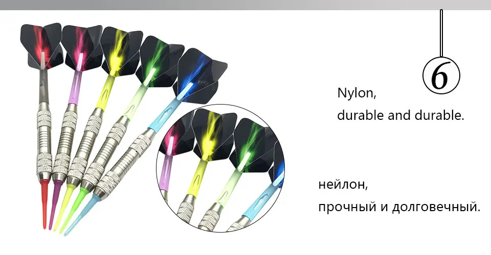 Easytoday 5Pcsset Standard Soft Tip Darts Plastic Shafts Metal Barrel Assembled Electronic Darts Flights Professional Throwing (6)